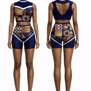 3 (1) Heritage Mosaic Crop & Shaper Shorts Set
