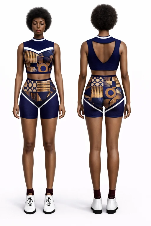 3 (1) Heritage Mosaic Crop & Shaper Shorts Set